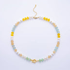 18K Gold Filled Colorful Candy Gemstone Rondelle Bead Chain Necklace 17.5 Inch with Extender | WA-3318