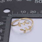 Micro Pave CZ Crystal Gold Minimalist Olive Vine Ring
