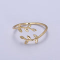 Micro Pave CZ Crystal Gold Minimalist Olive Vine Ring