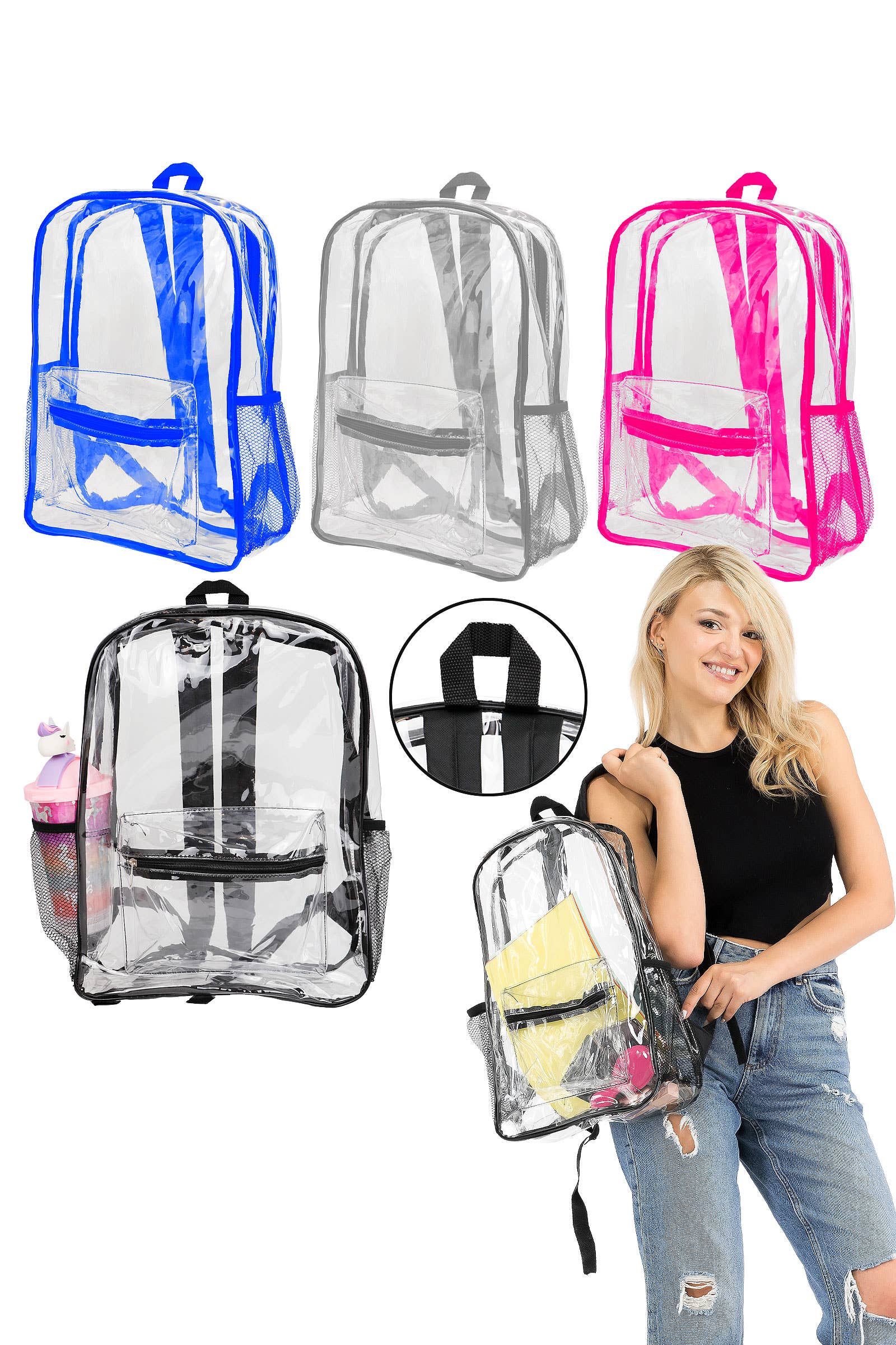 Extra Large Color Outlined Clear Pvc Backpack