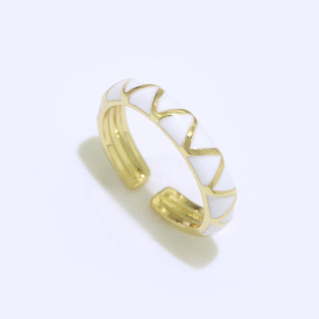 Dainty Gold Stackable Enamel Ring Bohemian Colorful Rainbow Band Open Adjustable S-120 ~ S-129