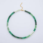 18K Gold Filled Splashed Earth & Sky Toned Color Colorful Gemstone Chain Rondelle Bead Necklace 17.3 Inch with Extender | WA3302 - WA3315